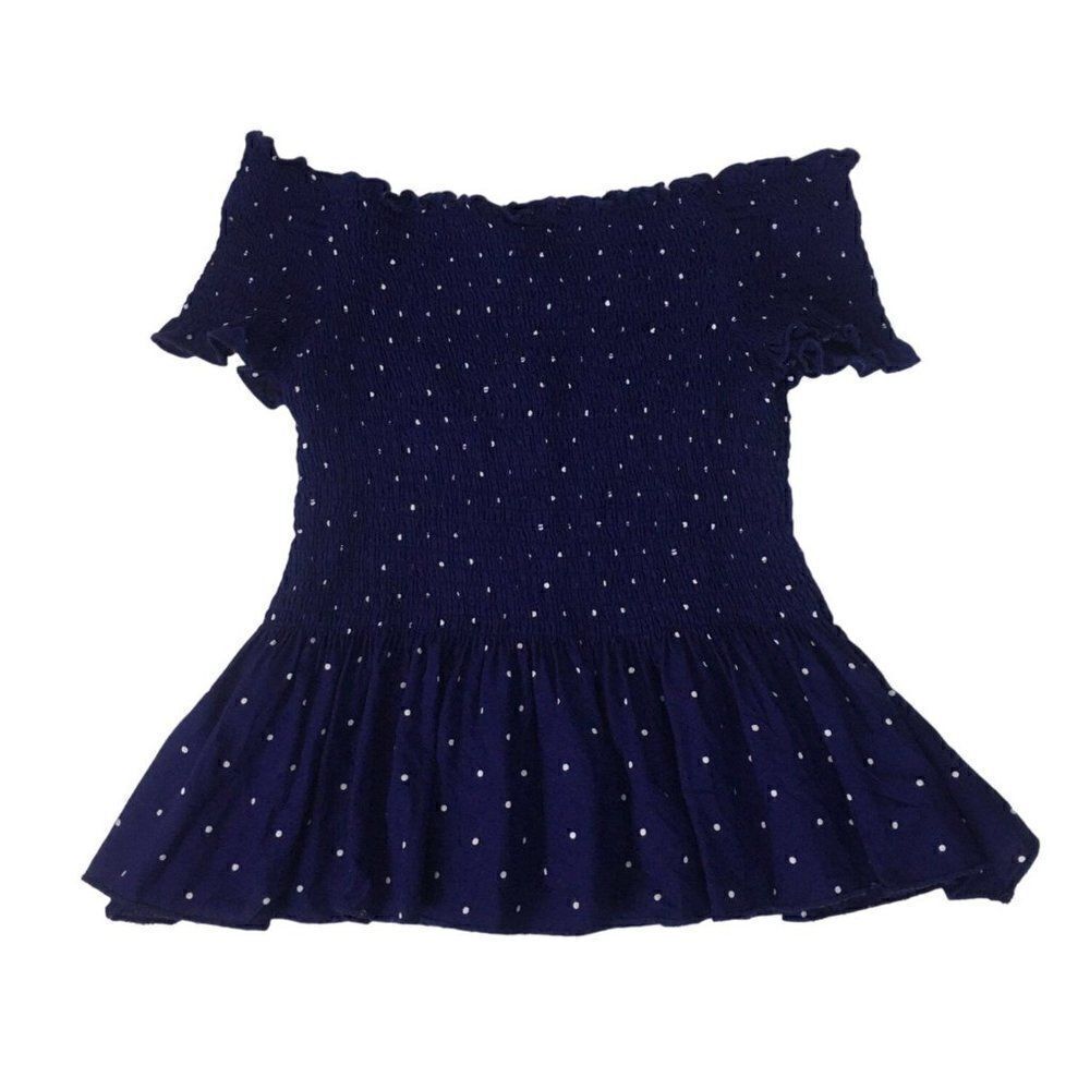 Japna Cropped top  Small Navy blue with white polka dots.   100% Rayon